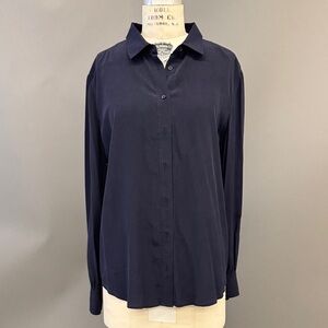Ann Taylor Midnight Blue Blouse, large, 100% silk